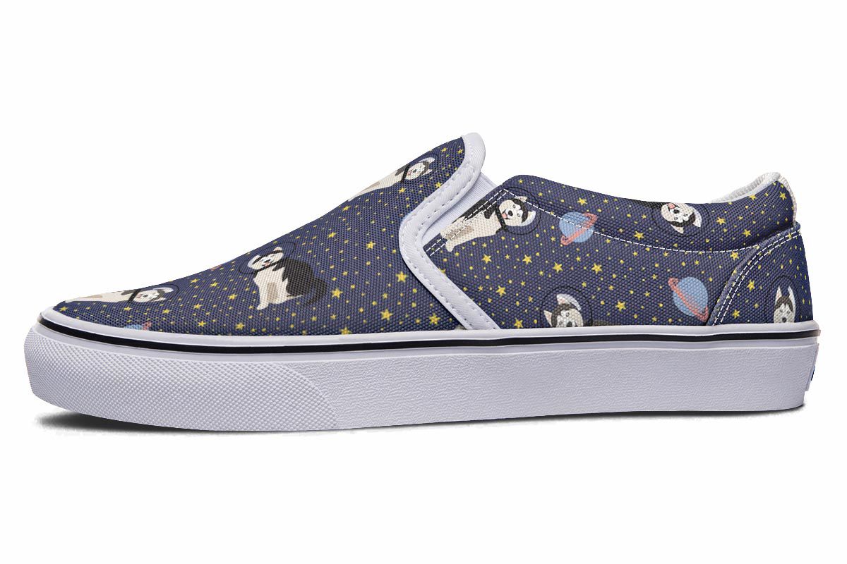 Space Siberian Husky Slip-On Shoes