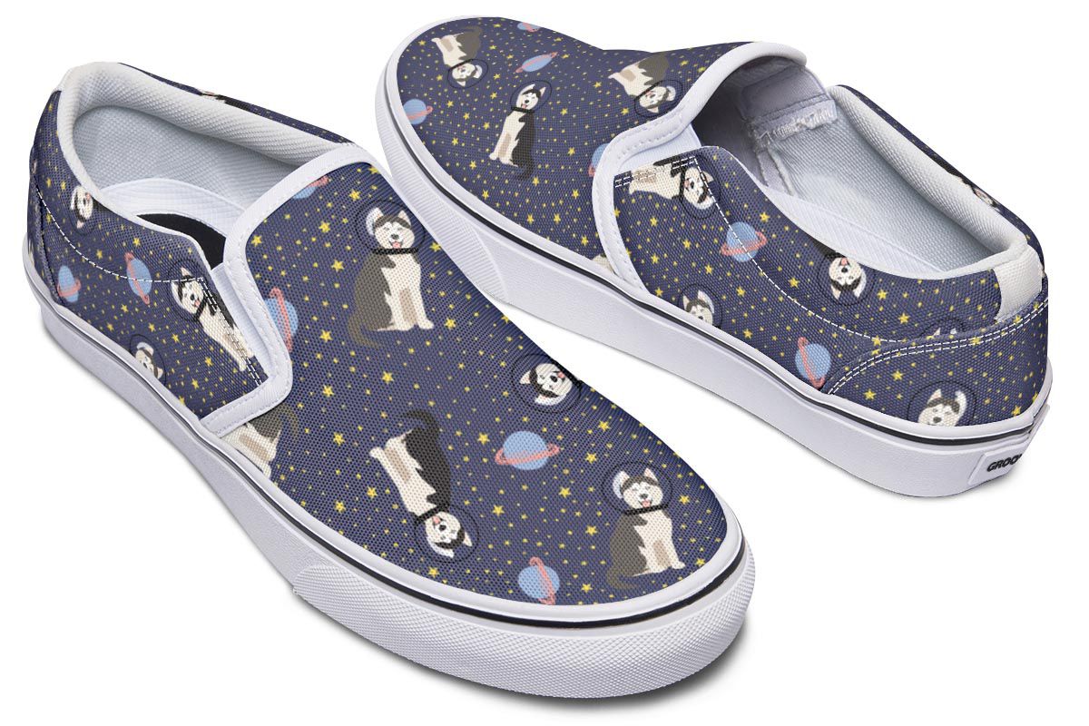 Space Siberian Husky Slip-On Shoes
