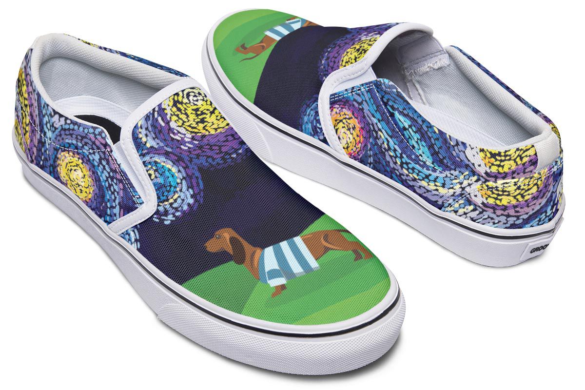 Starry Night Dachshund Slip-On Shoes