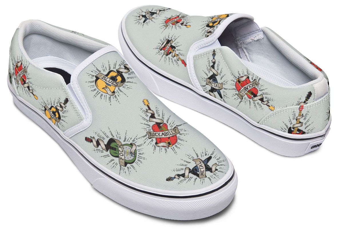 Tattoo Guitar Slip-On Shoes