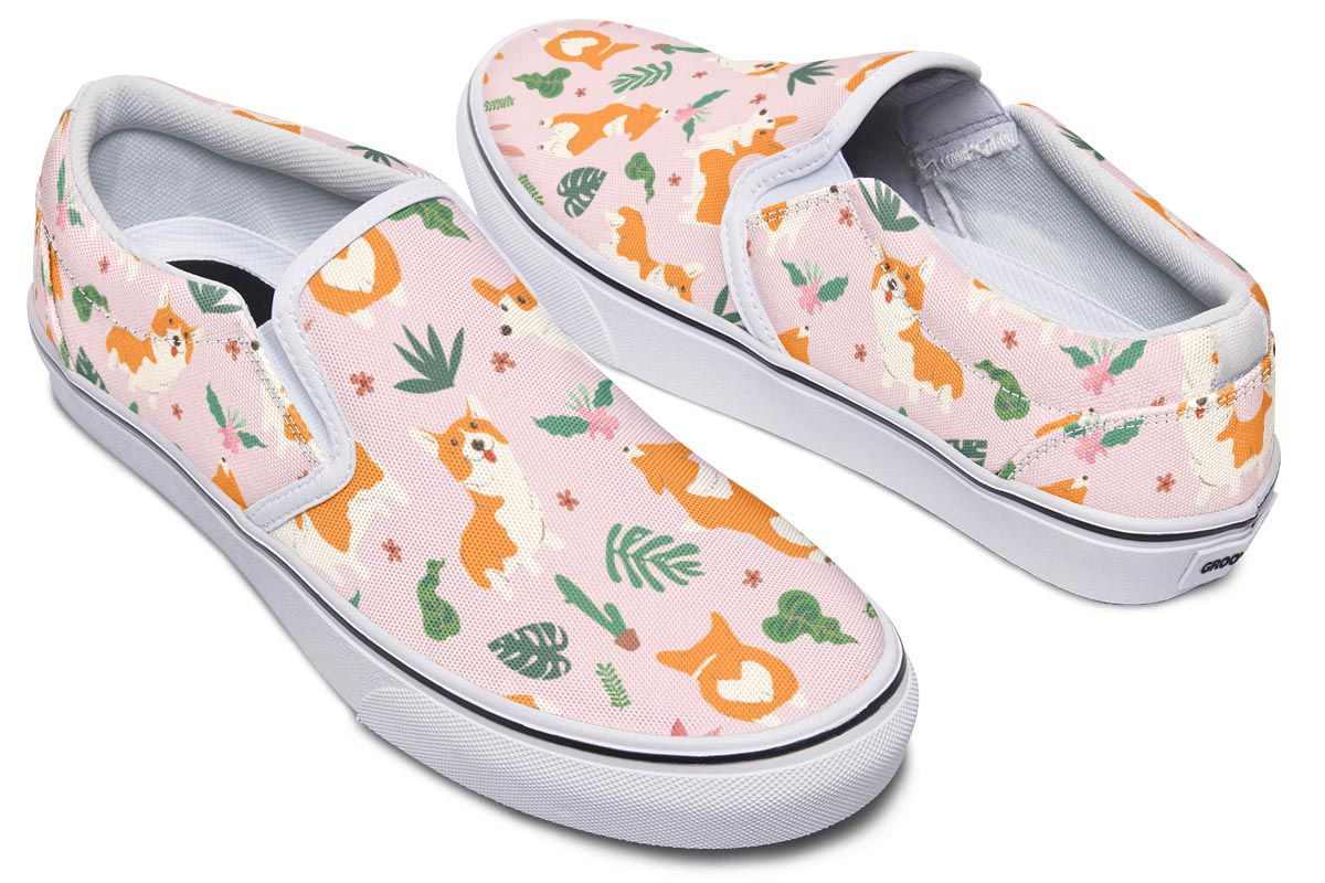 Tropical Corgi Slip-On Shoes