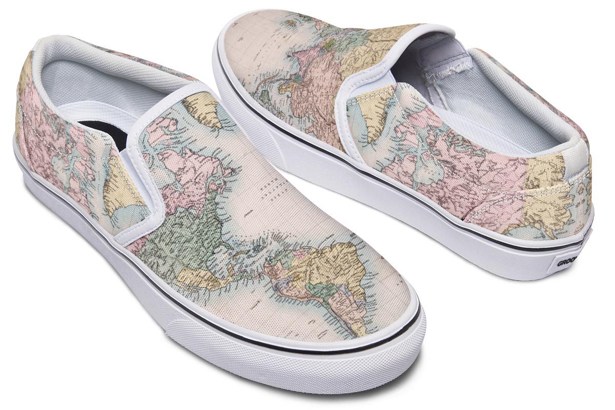 Vintage Geography Globe Slip-On Shoes