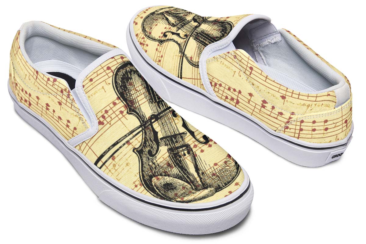 Violin Sketch Slip-On Shoes
