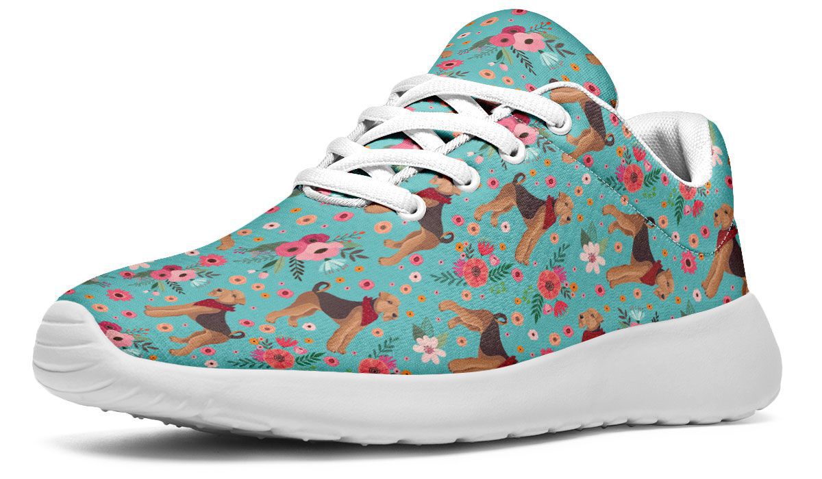 Airedale Terrier Flower Athletic Sneakers