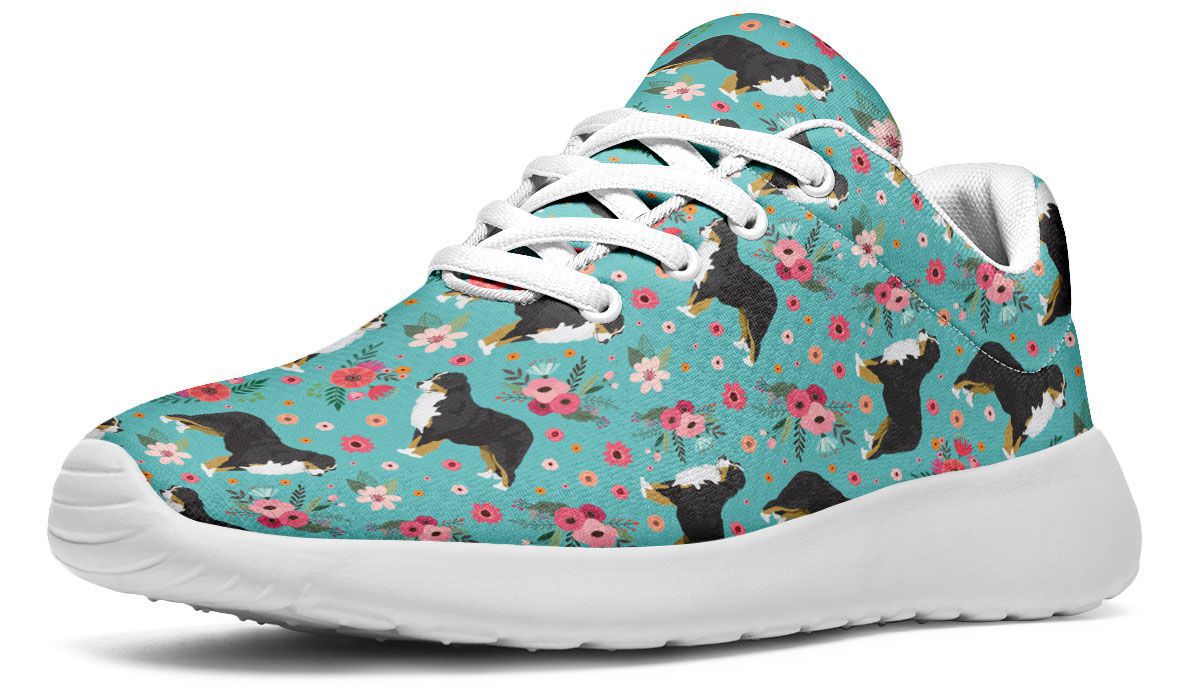 Bernese Mountain Dog Flower Athletic Sneakers