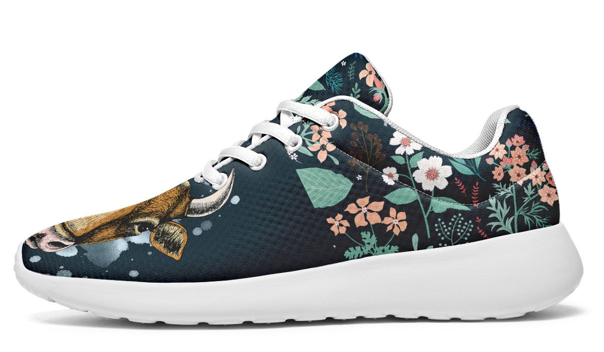 Blue Floral Cow Sneakers