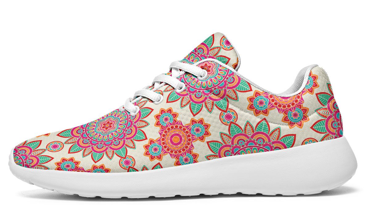 Bohemian Flower Pattern Athletic Sneakers