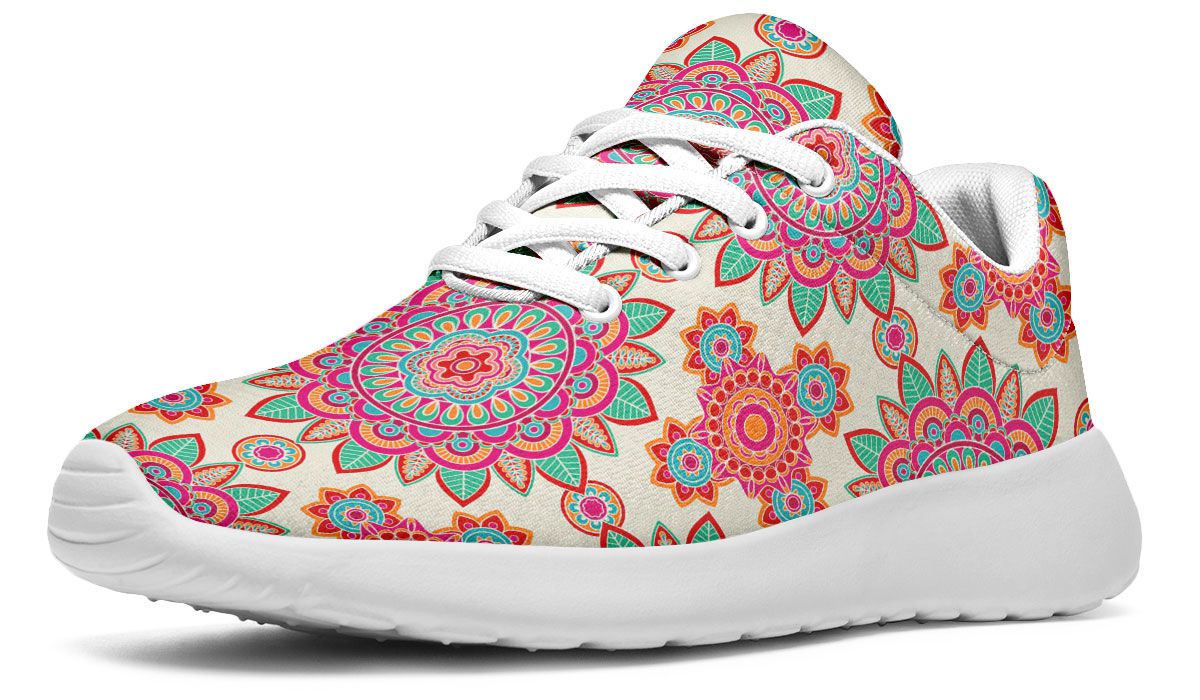 Bohemian Flower Pattern Athletic Sneakers
