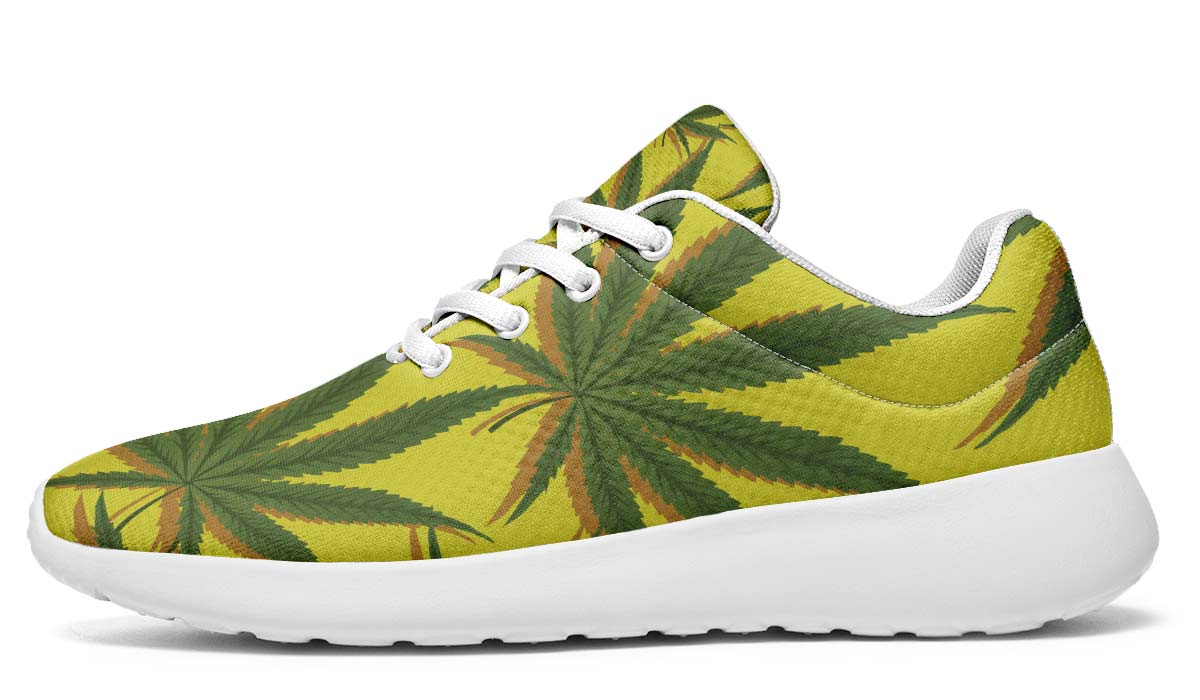 Yellow Cannabis Pattern Sneakers