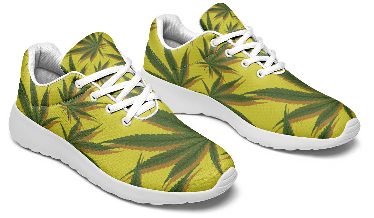 Yellow Cannabis Pattern Sneakers