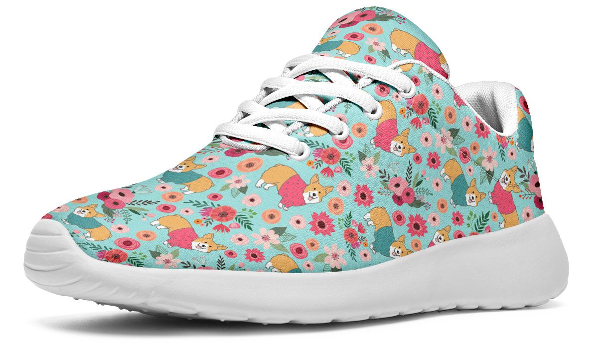 Corgi Flower Athletic Sneakers