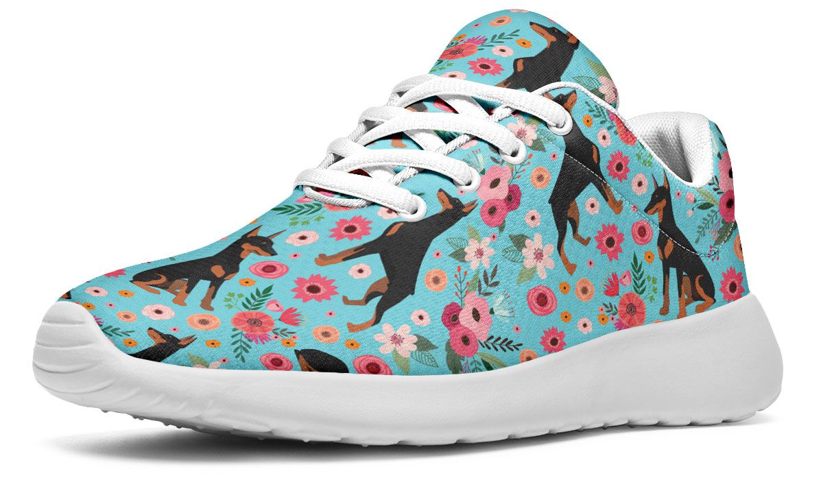 Doberman Flower Athletic Sneakers