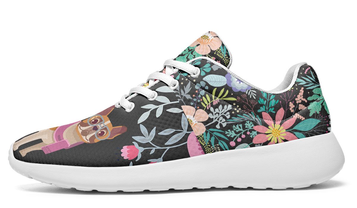 Floral French Bulldog Sneakers