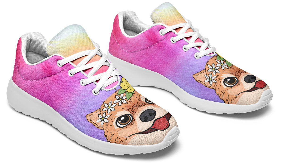 Fun Floral Pomeranian Sneakers