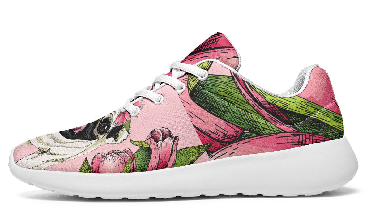 Goofy Floral Pug Sneakers