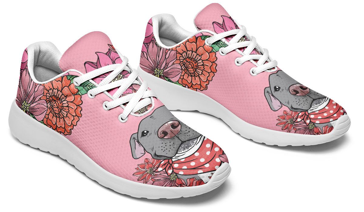 Illustrated Grey Pit Bull Sneakers