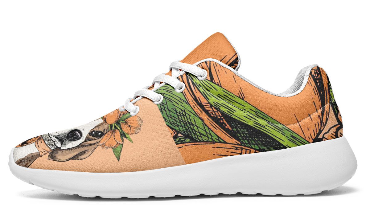 Orange Floral Beagle Sneakers