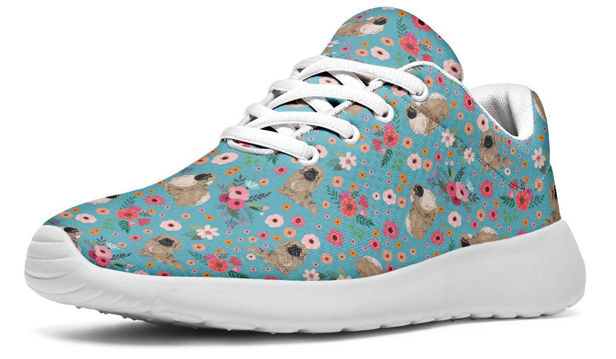 Pekingese Flower Sneakers