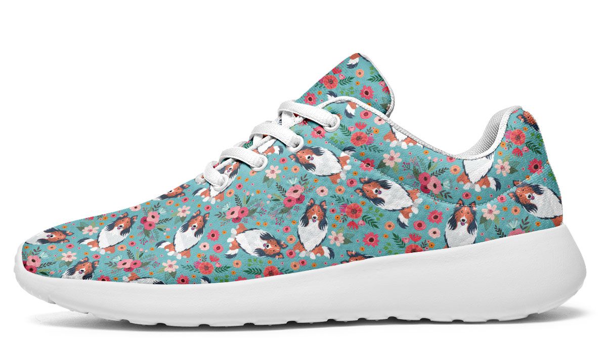 Rough Collie Flower Sneakers