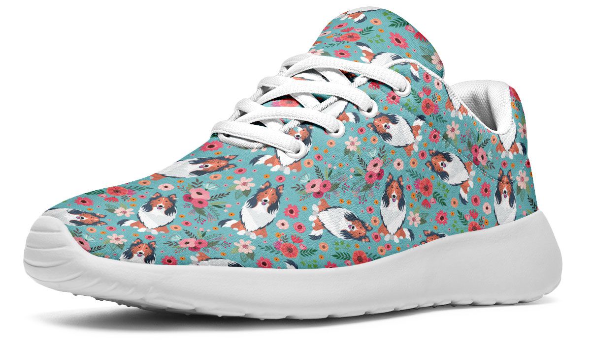 Rough Collie Flower Sneakers
