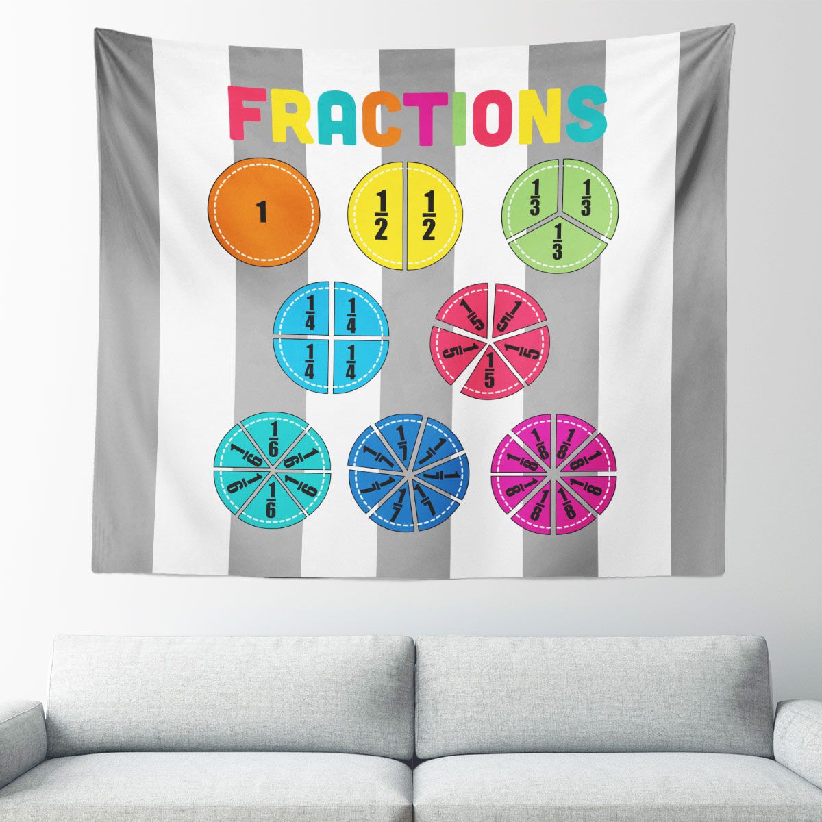 Pie Fractions Wall Tapestry
