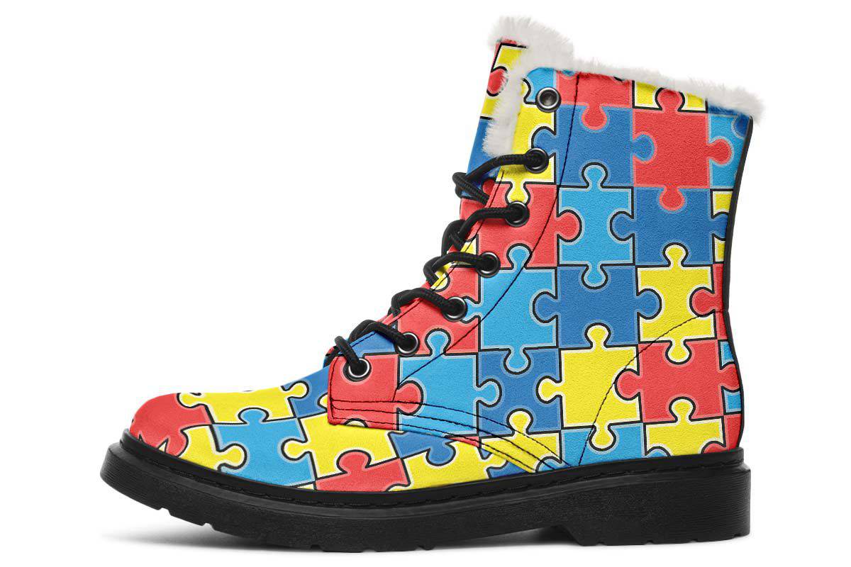 Autism Awareness Puzzle Winter Boots