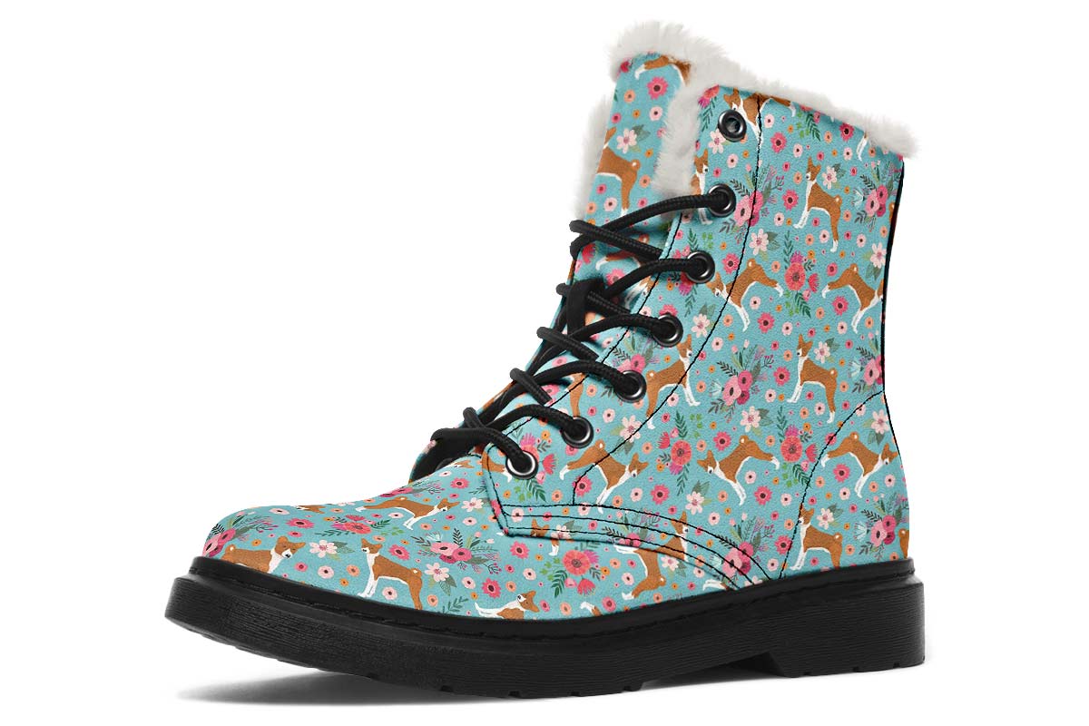 Basenji Flower Winter Boots