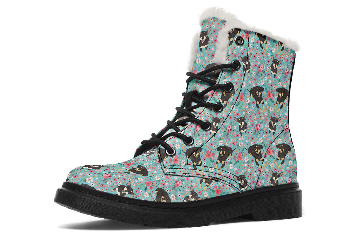 Chiweenie Flower Winter Boots