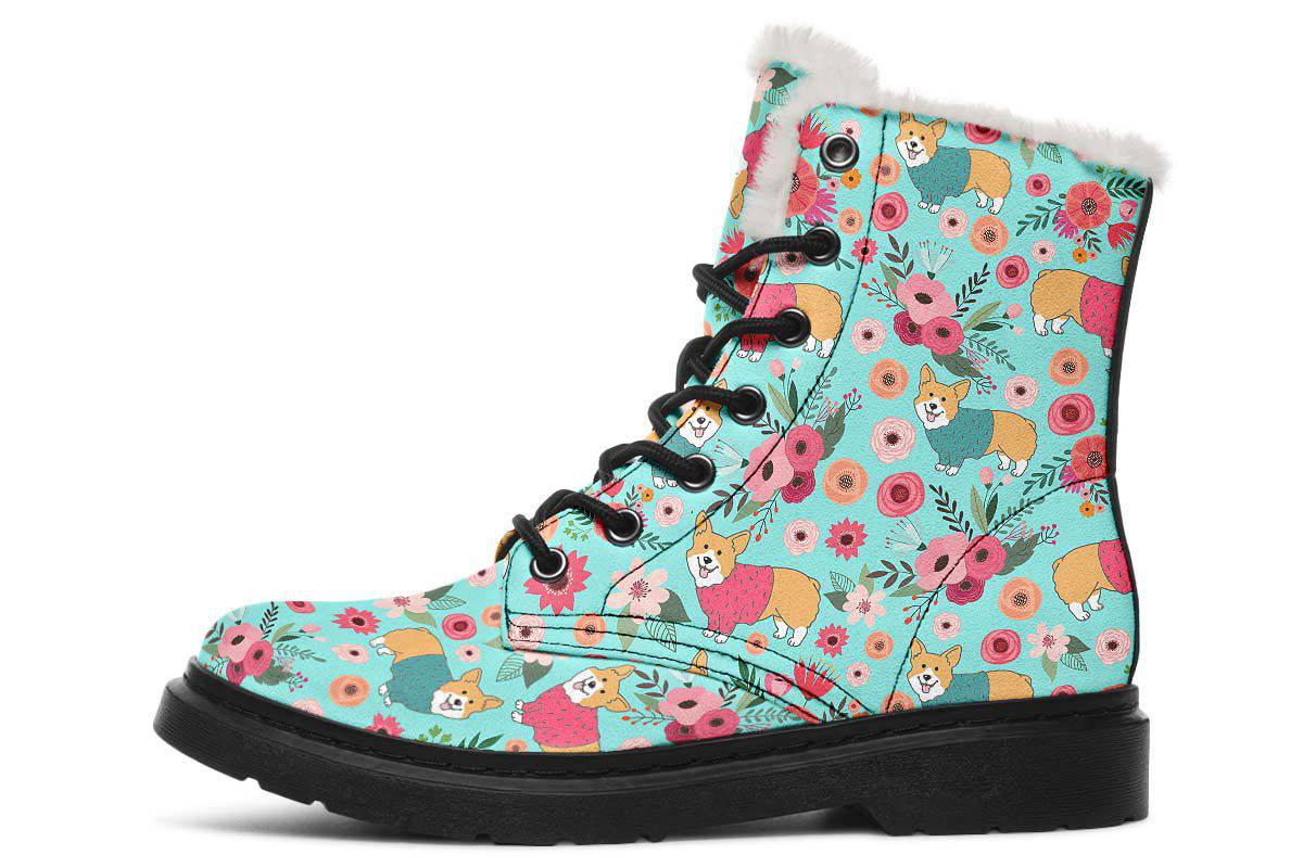 Corgi Flower Winter Boots
