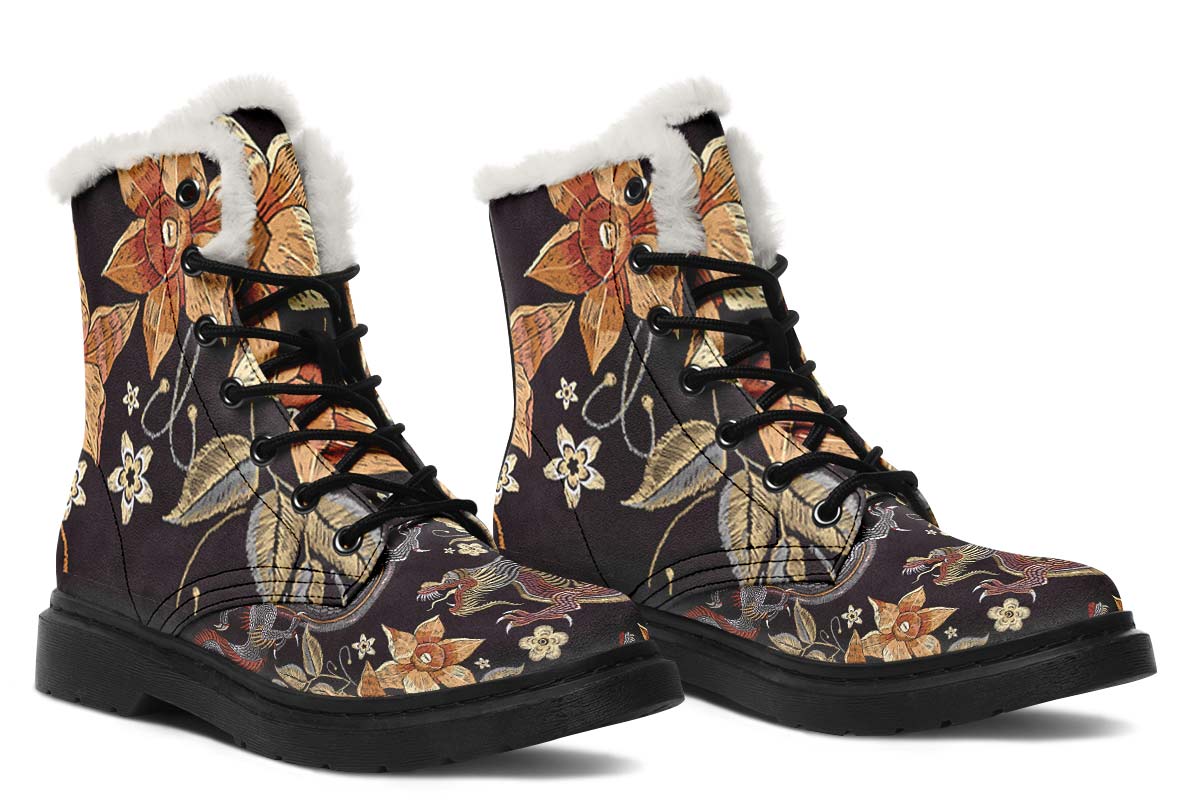 Embroidery Dragon Winter Boots