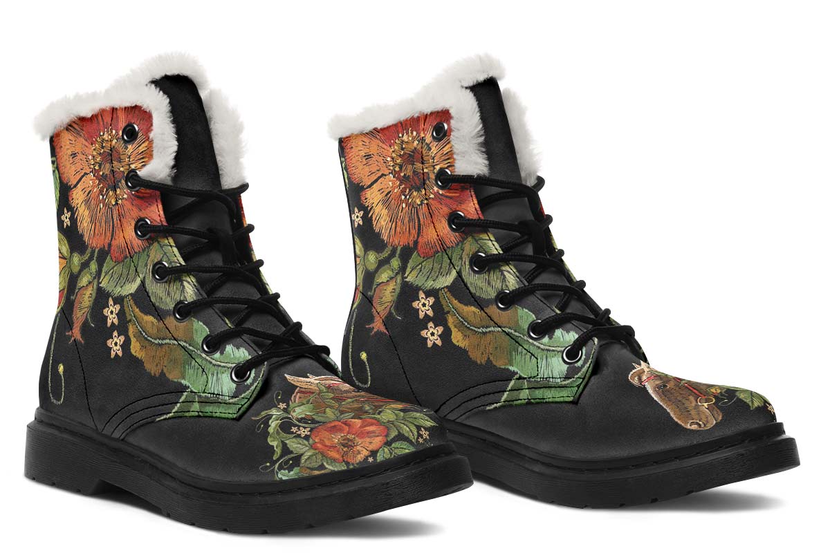Embroidery Horse Winter Boots