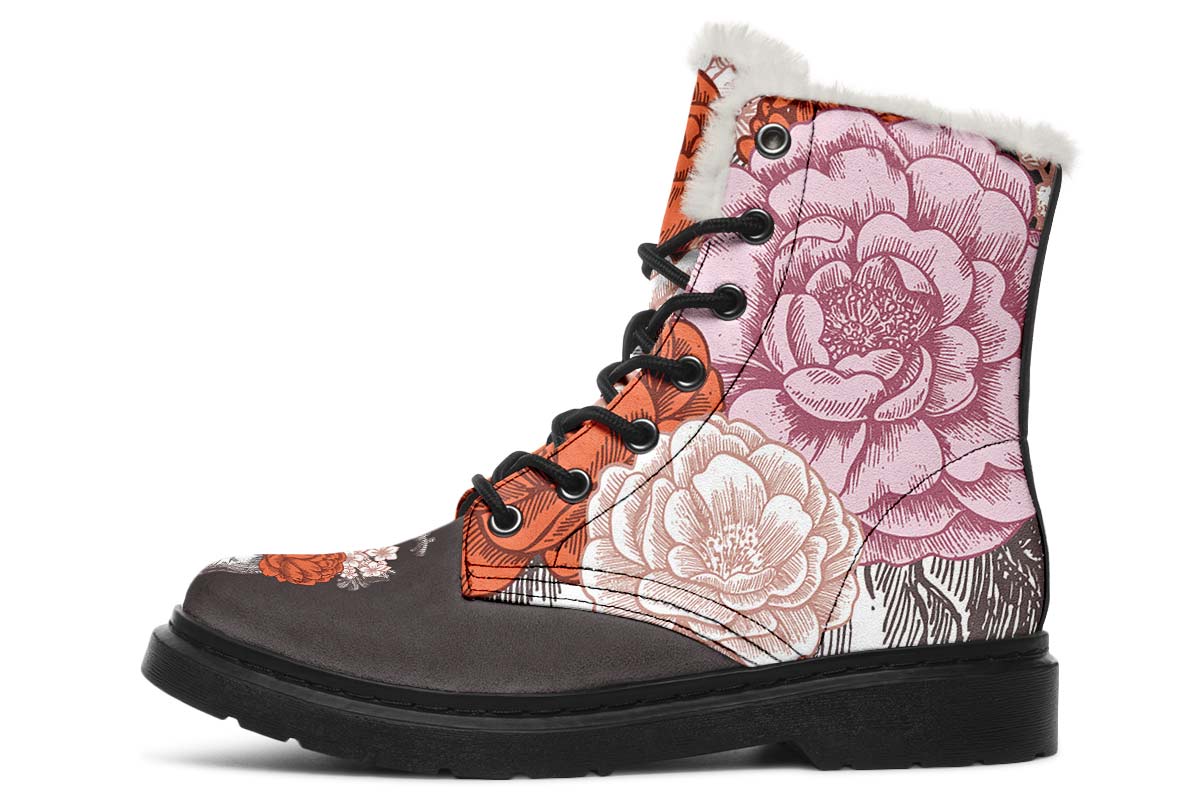 Floral Heart Winter Boots