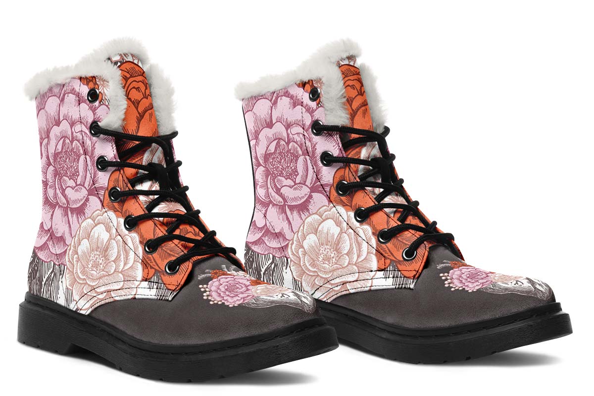 Floral Heart Winter Boots