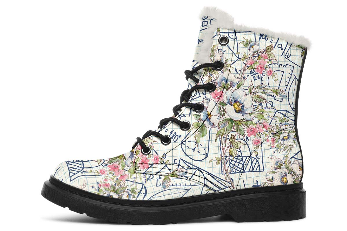 Floral Math Symbols Winter Boots