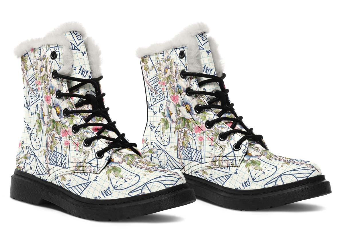 Floral Math Symbols Winter Boots