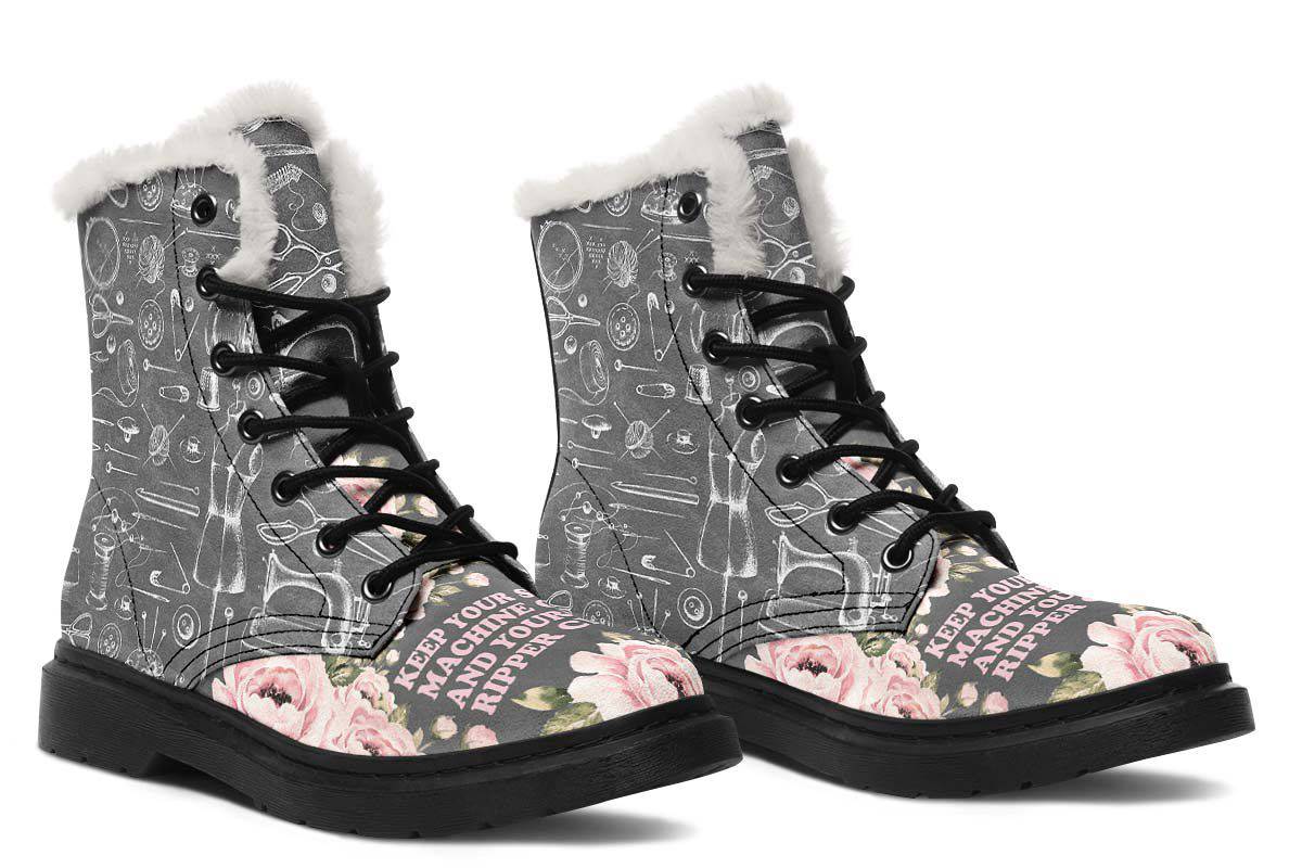 Floral Sewing Winter Boots