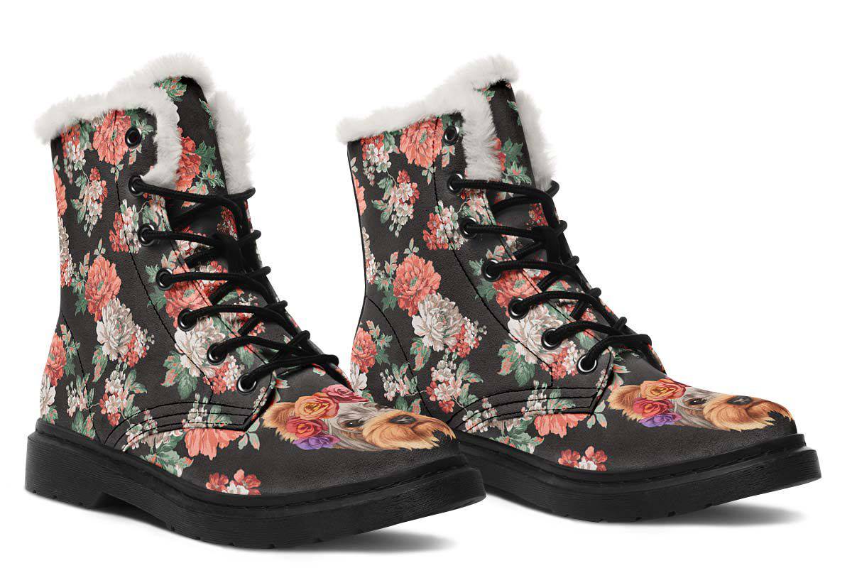 Floral Yorkie Winter Boots
