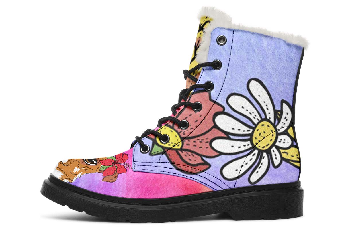 Fun Floral Australian Shepard Winter Boots