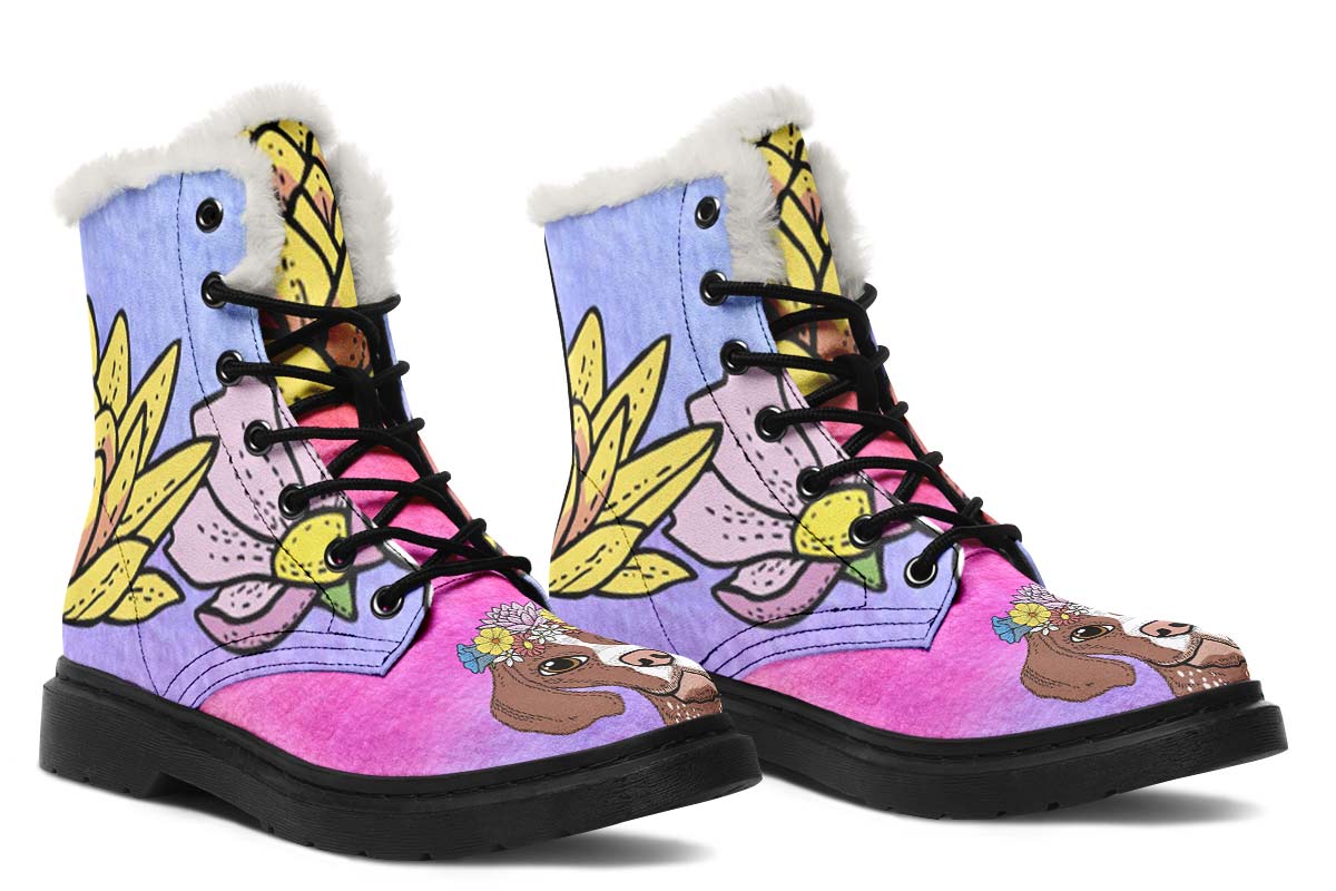 Fun Floral German Shorthair Winter Boots