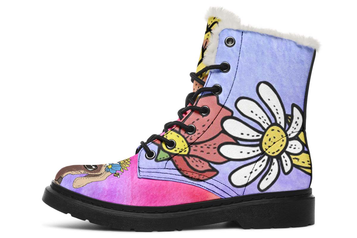 Fun Floral Great Dane Winter Boots
