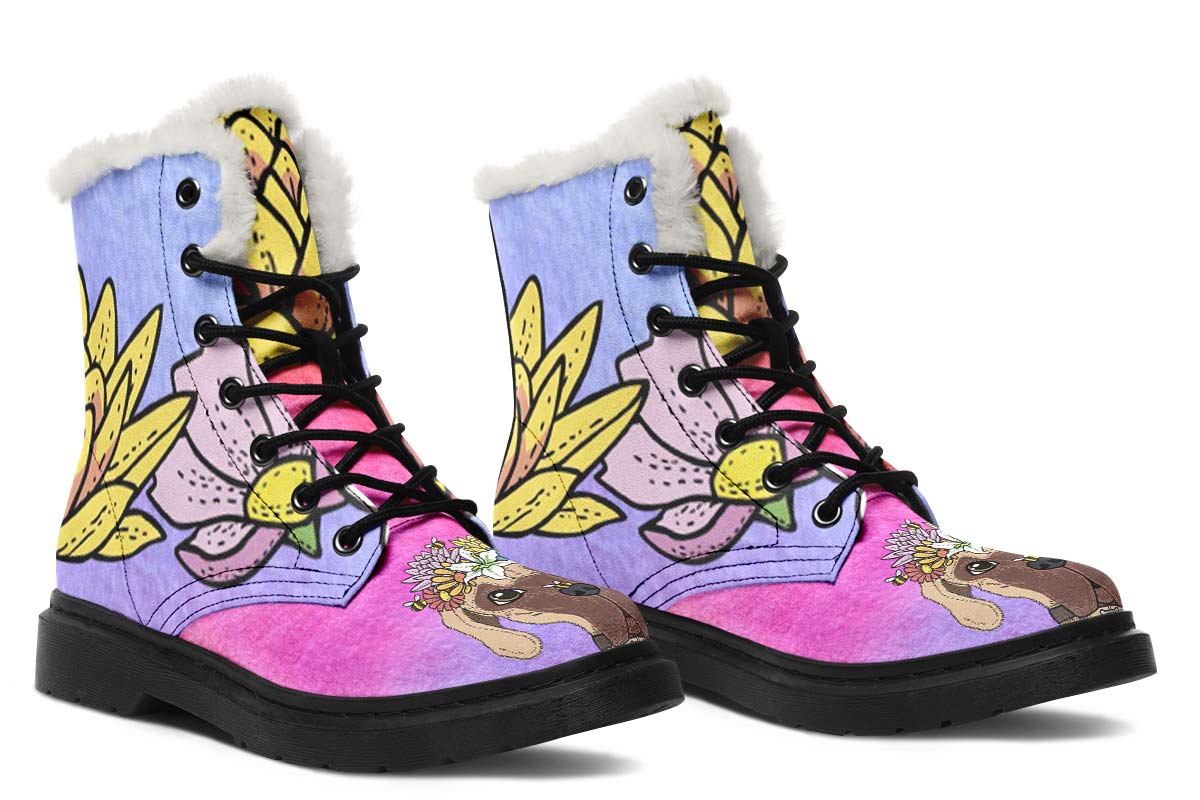 Fun Floral Great Dane Winter Boots