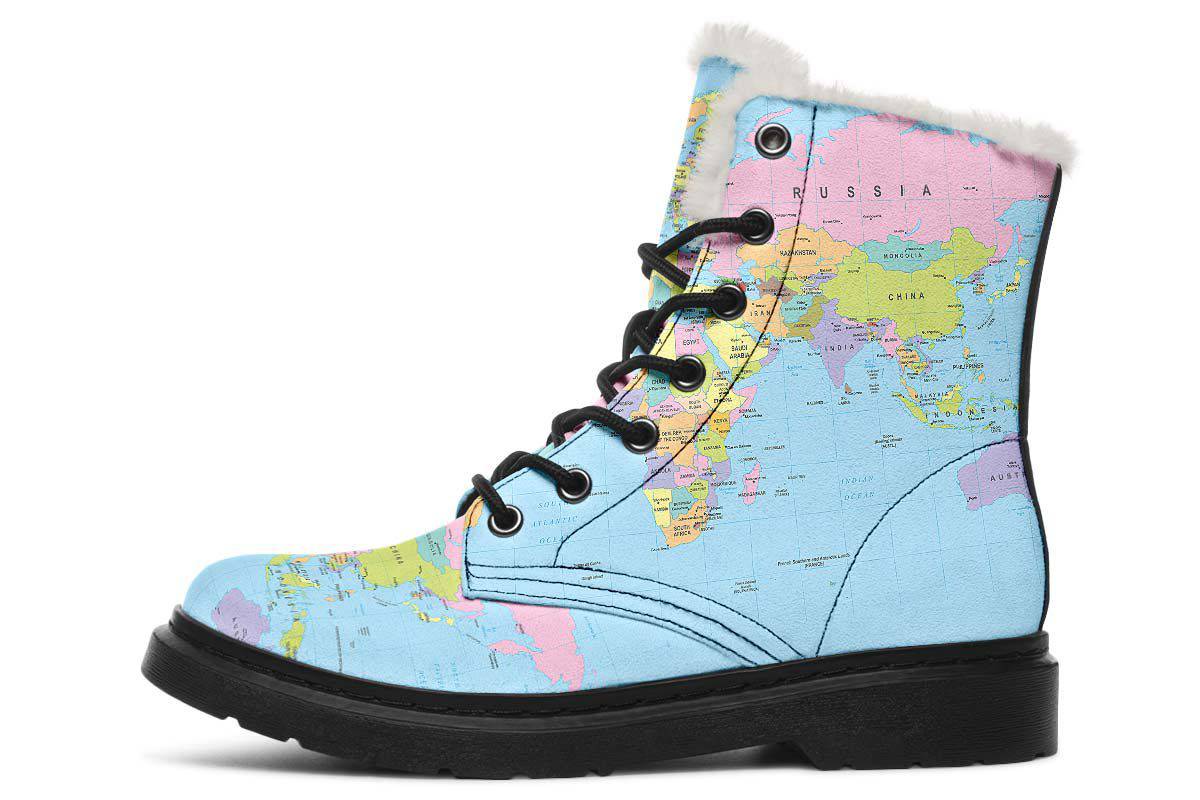 Geography Globe Winter Boots