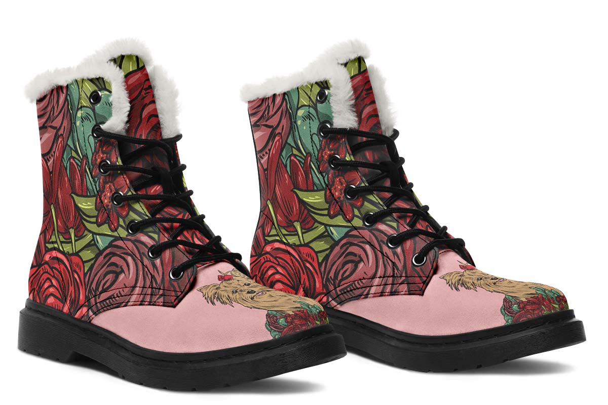 Illustrated Yorkie Terrier Winter Boots