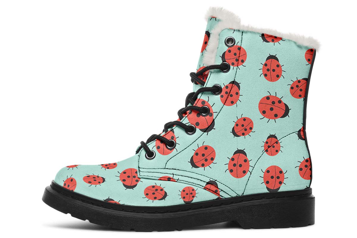 Ladybug Pattern Winter Boots