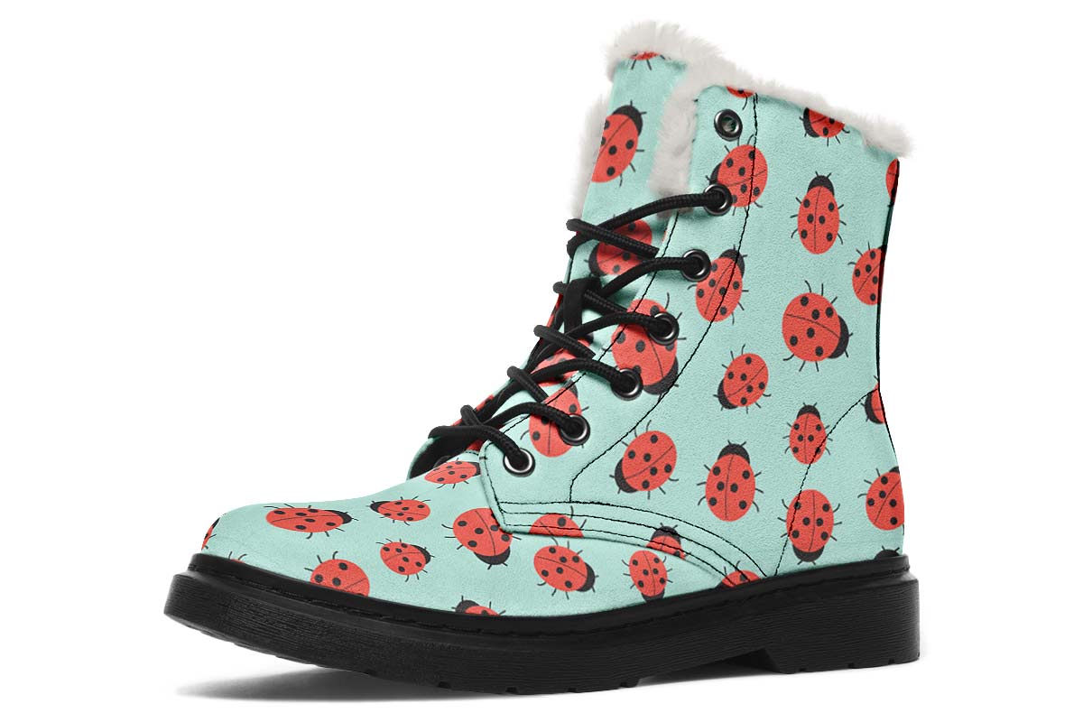 Ladybug Pattern Winter Boots