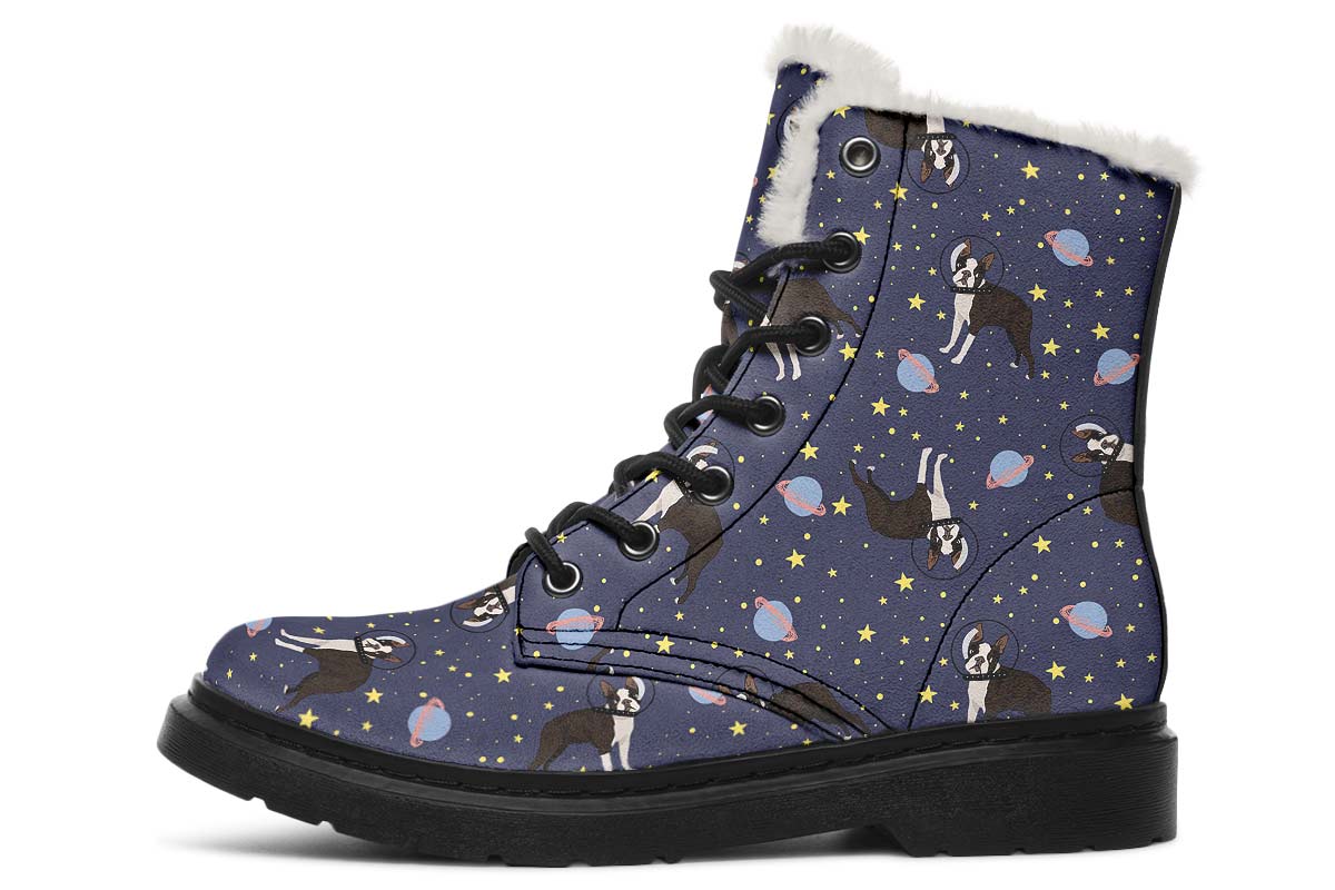 Space Boston Terrier Winter Boots