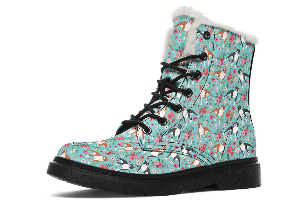 Staffordshire Terrier Flower Winter Boots