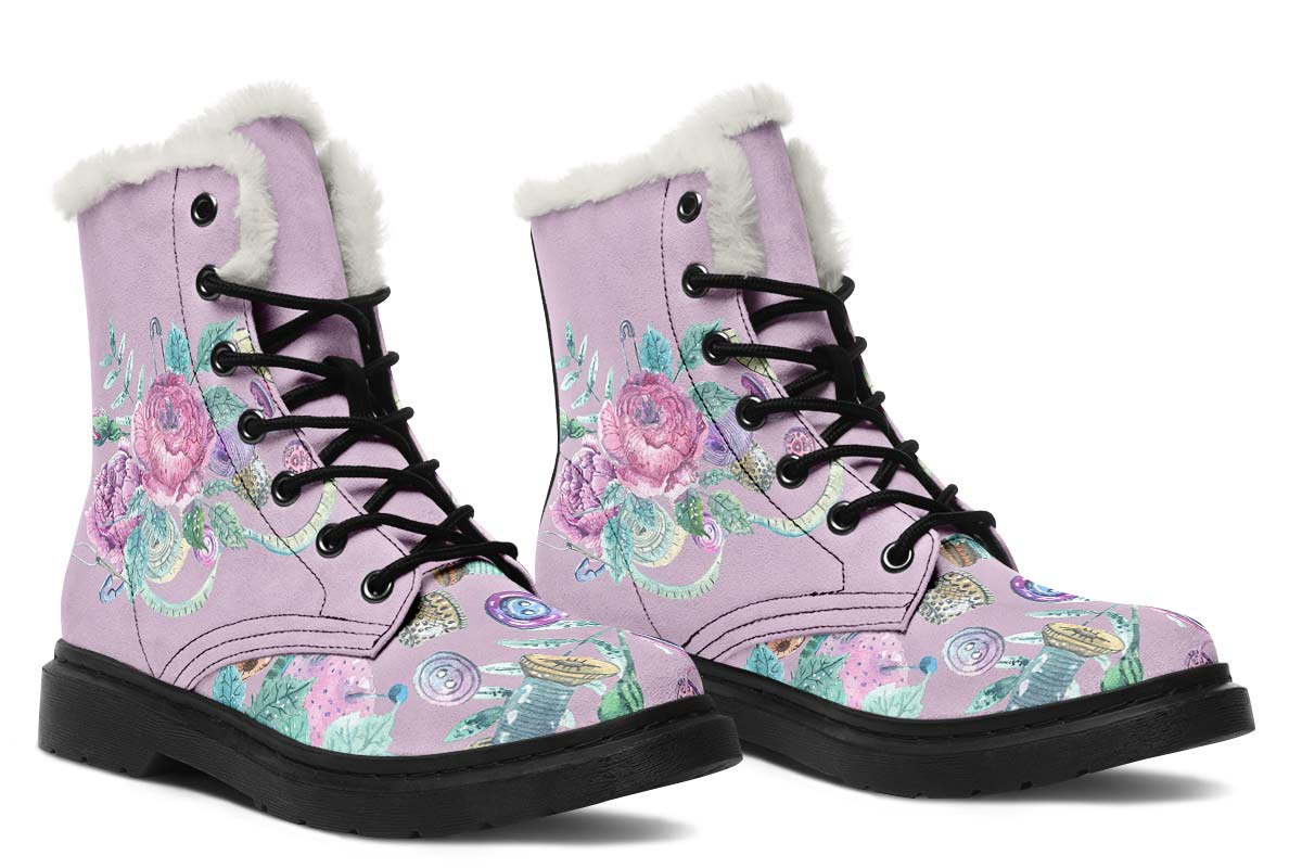 Watercolor Sewing Winter Boots