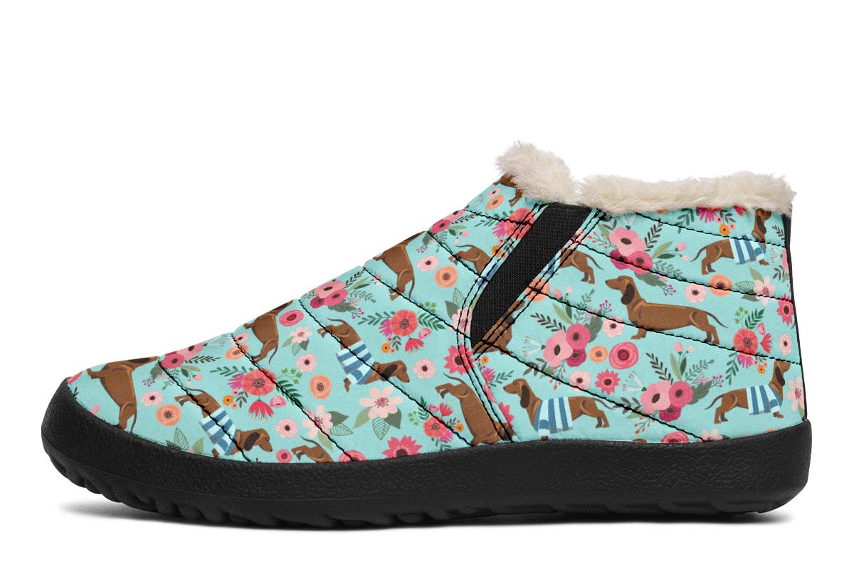 Dachshund Flower Winter Sneakers