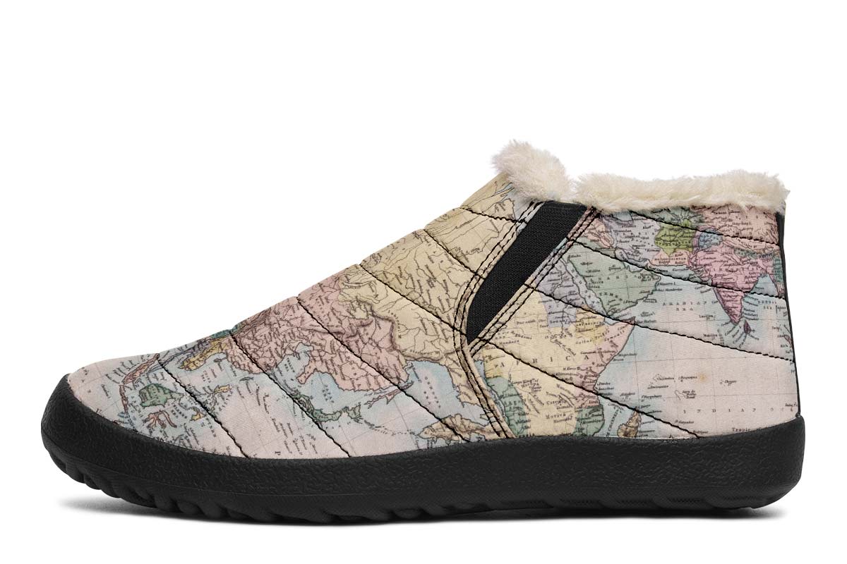 Vintage Geography Globe Winter Sneakers